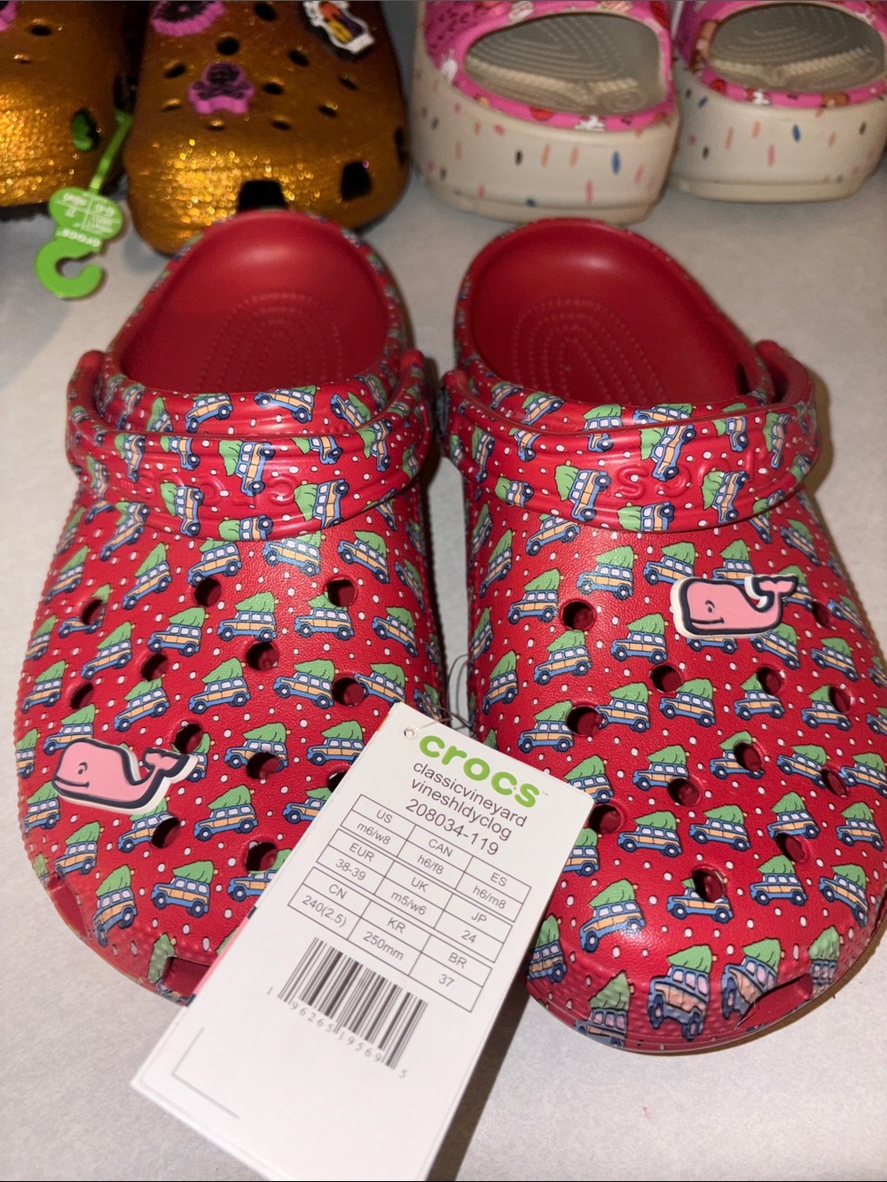 CROCS Red Whale & Truck Print Classic Clog